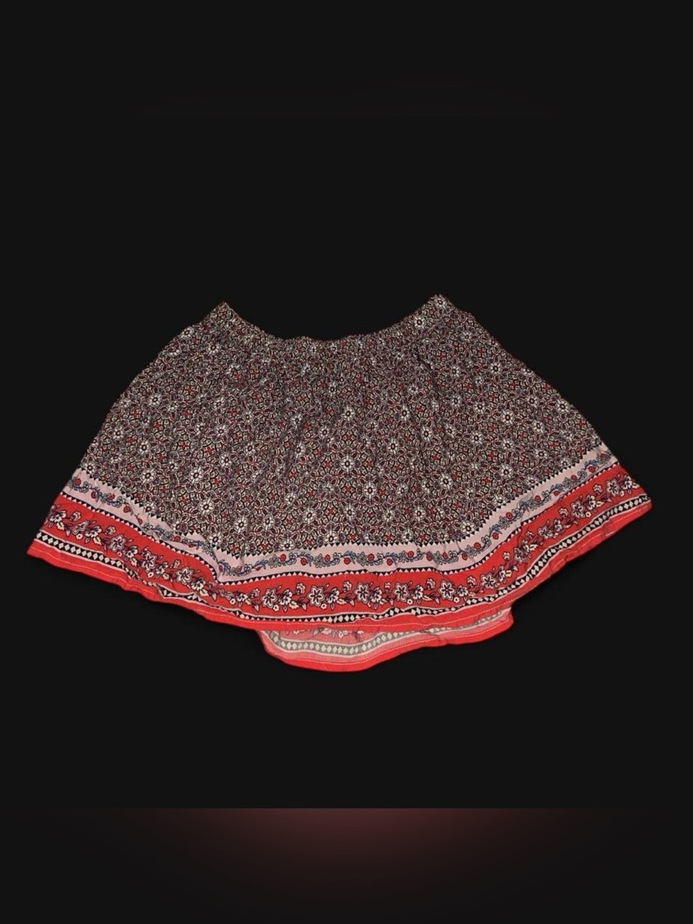 GAP Kids Red & Black Floral Border Flared Skirt
